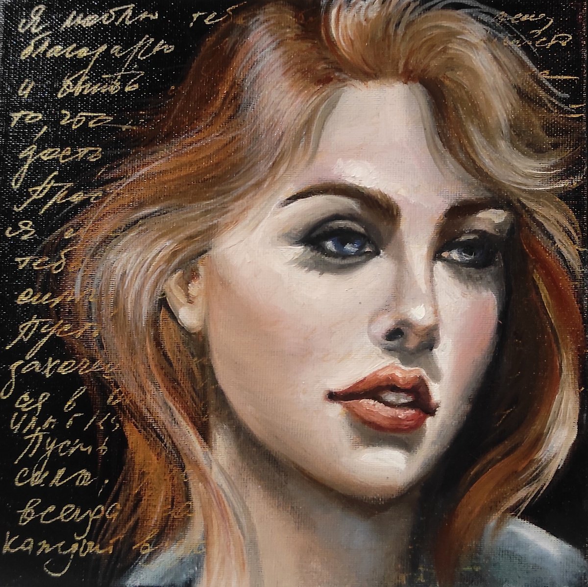 Expressive Portrait Painting By Elena Kraft, 8 X 8, Love Letter, Original Artwork