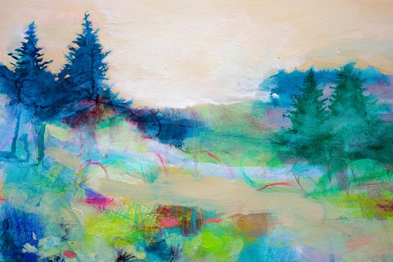 Wandering Though the Boundaries 23x17.5" Loose Abstract Original Landscape Painting