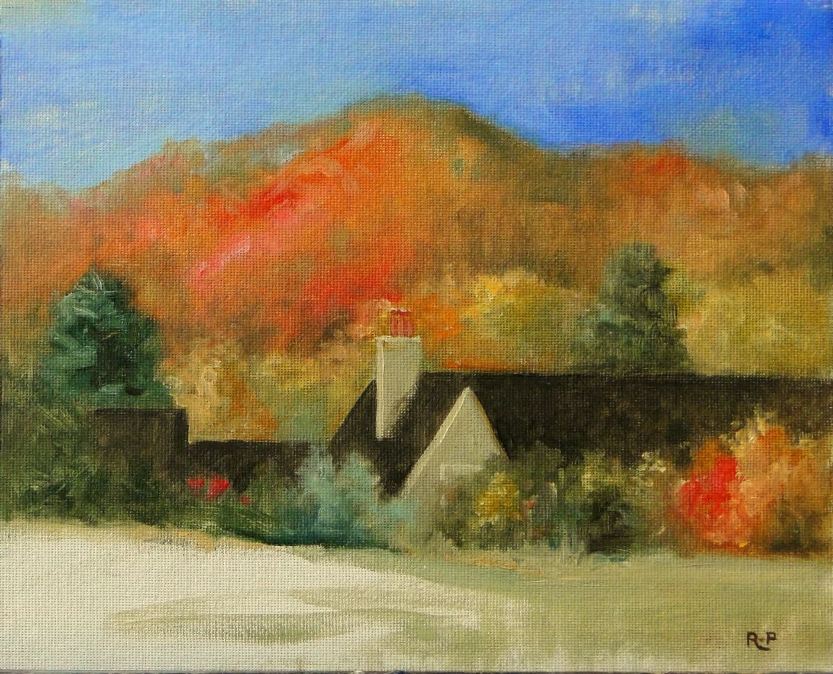 Impressionistic Landscape Oil Painting By Rick Paller, 10 X 8", Autumn Mountain, Original Artwork