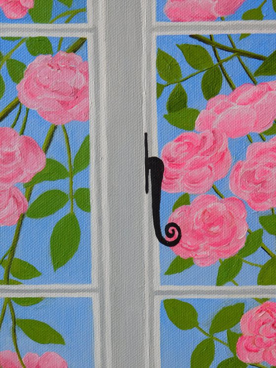 Pink Irish Rose at the Window