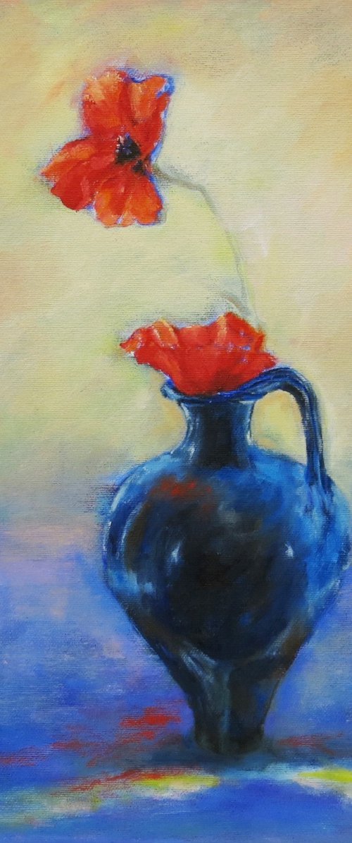 Blue Jug and Poppies by Maureen Greenwood