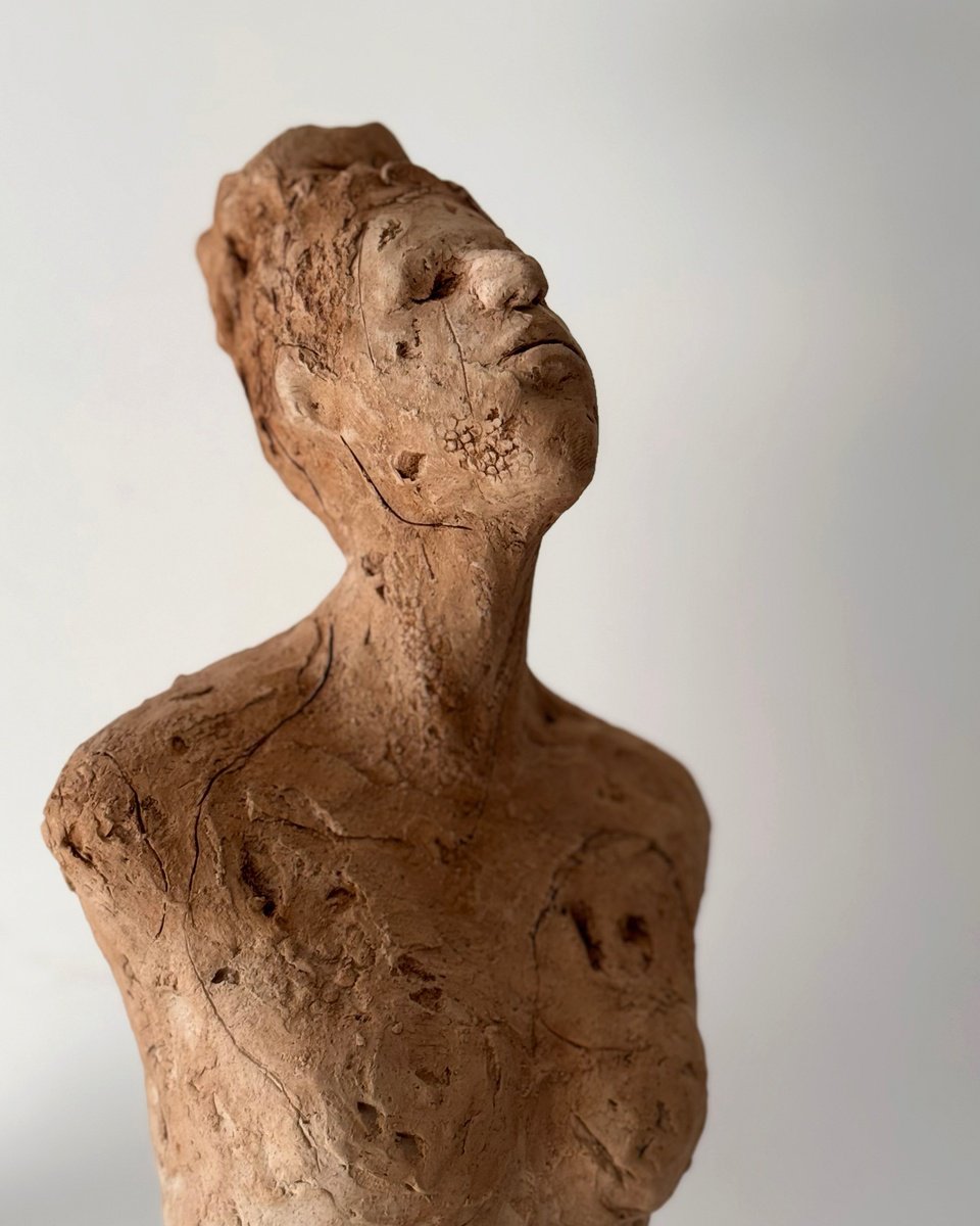 Expressive Portrait Clay Sculpture By Sol Vil, 6 X 15", How You Feel, Original Artwork