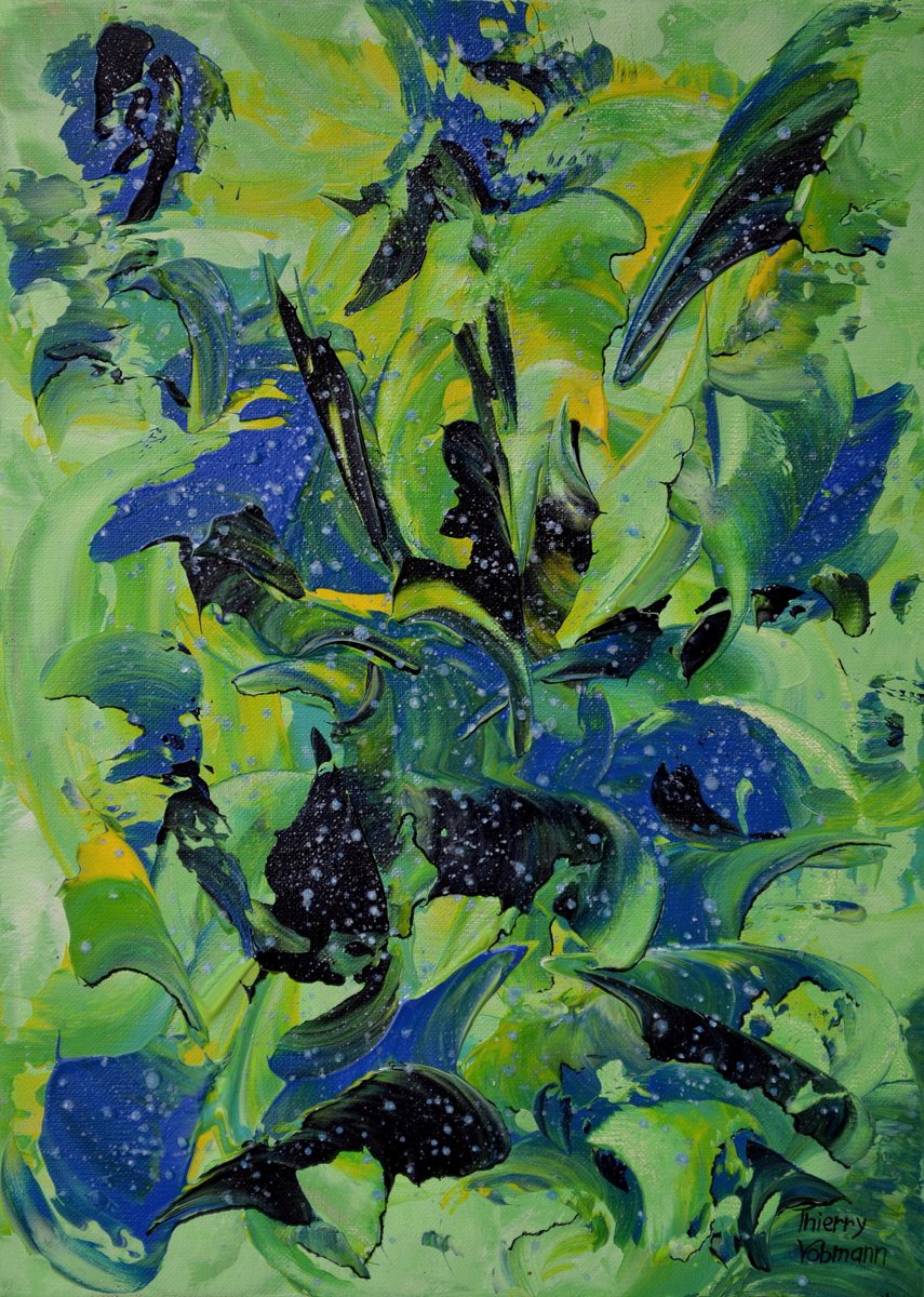 Abstract Acrylic Painting By Thierry Vobmann. Abstract ., 13 X 18", Dew Pearls, Original Artwork