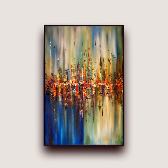 Spring Time i - Original One of a Kind Abstract Landscape Oil Painting Ready to Hang