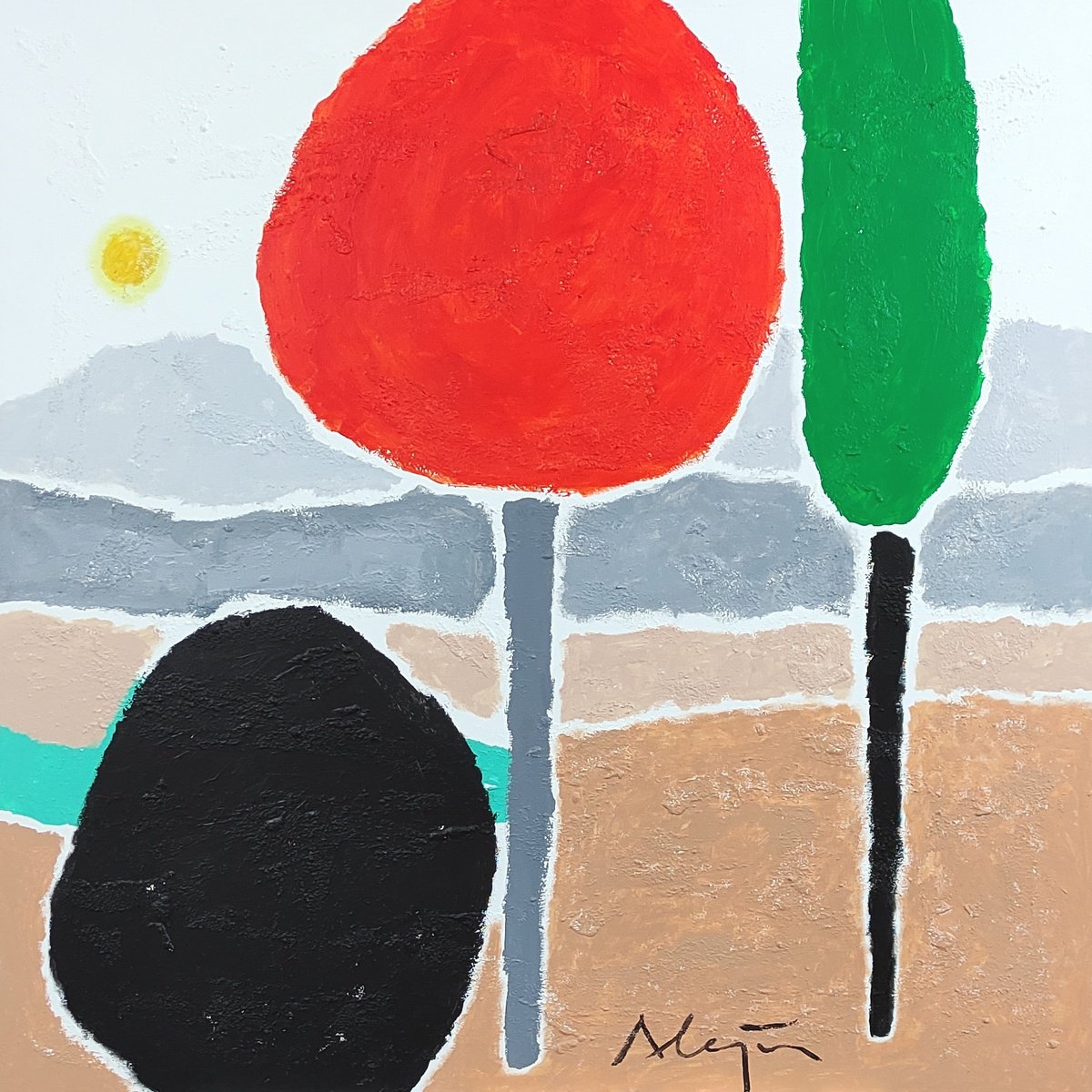  Green, Orange And Black By Alejos, 39 X 39, Artwork For Sale On Artfinder