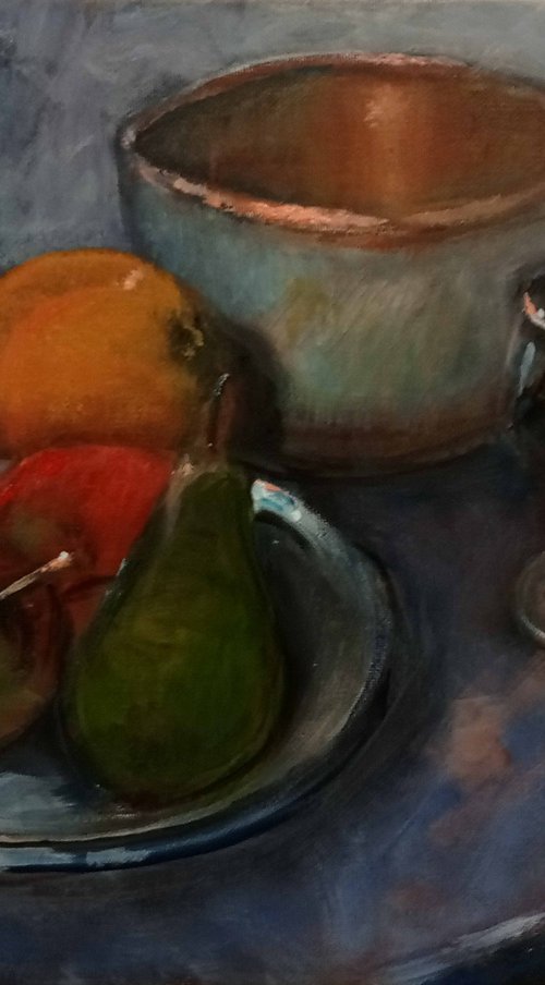 Still life with the old copper bowl by Alan Harris