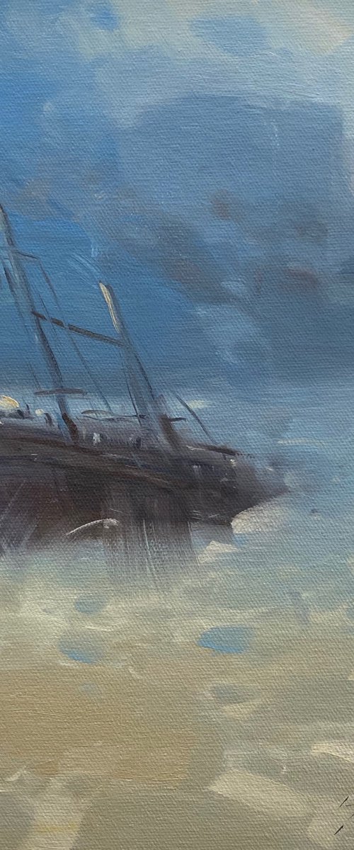 Ship, Original oil painting, Handmade artwork, One of a kind by Vahe Yeremyan