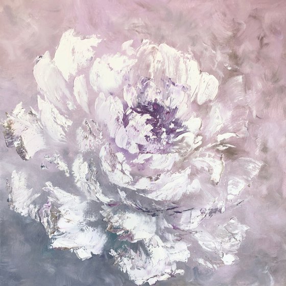 LILAC TENDERNESS - Peony. Abstraction. Floral. Shabby chic. Lilac decor. Pale flower. Macro-peony. 3d flower.