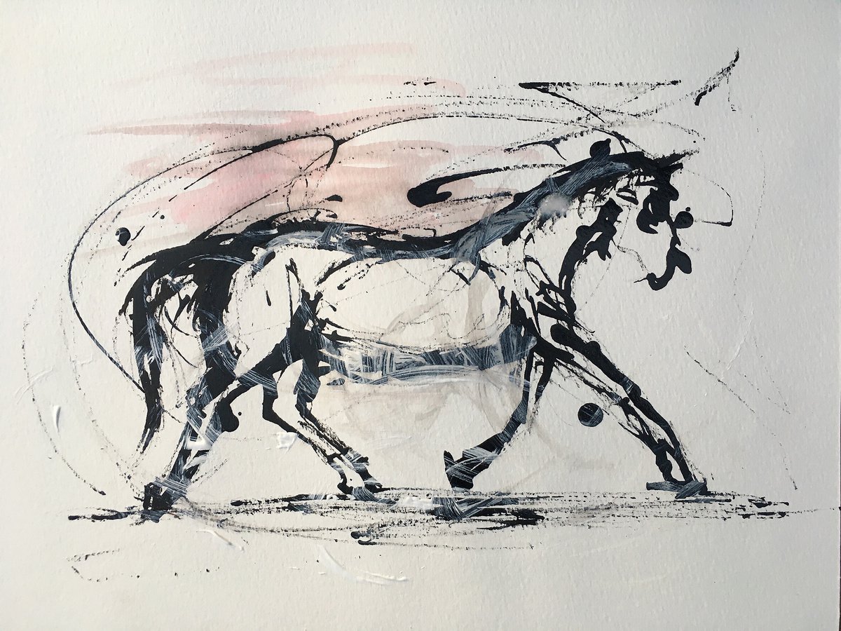 Trot, dynamic horse sketch by Rene Goorman