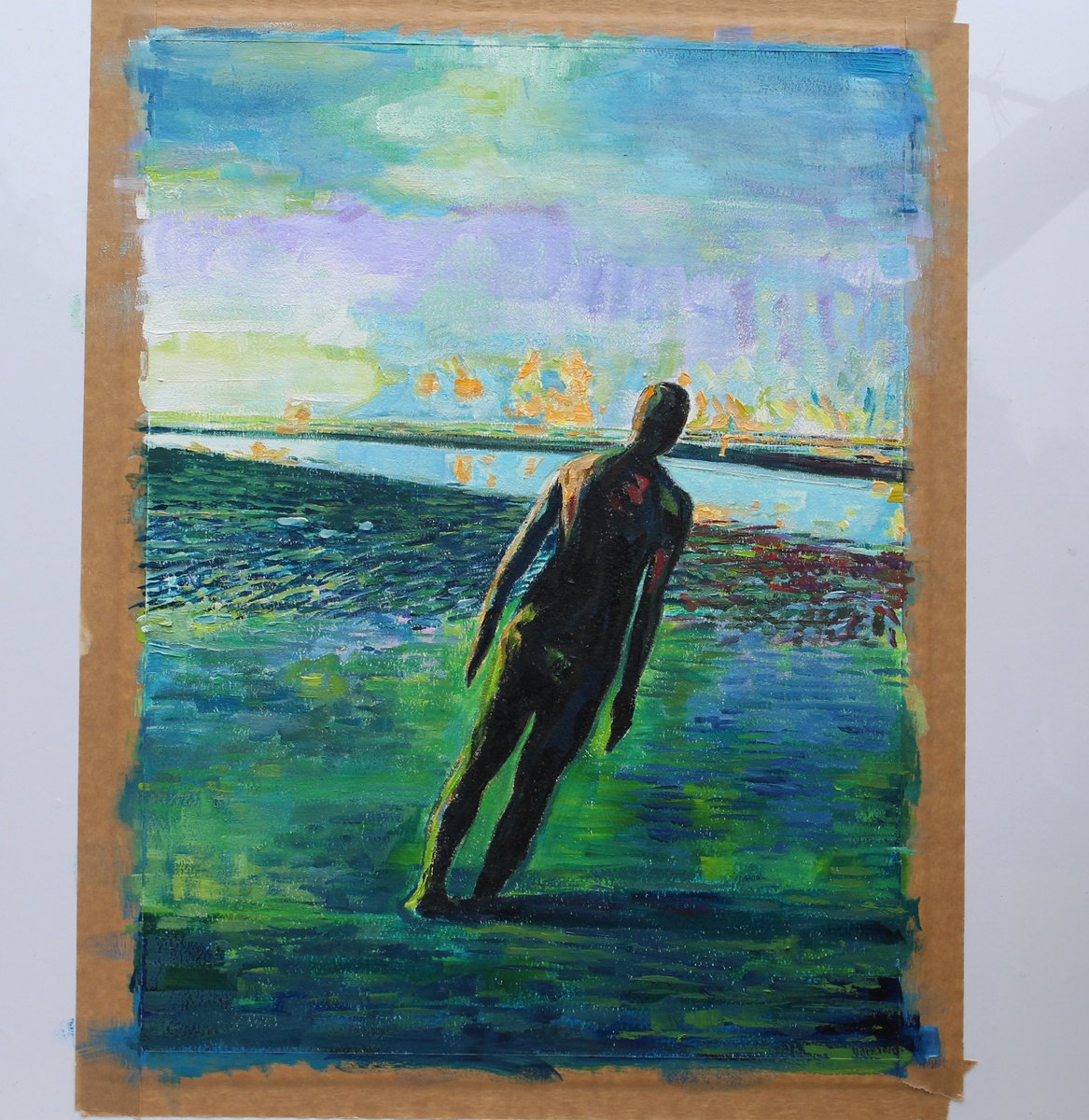 Impressionistic Landscape Oil Painting By Timothy Adam Matthews, 12 X 16", Anthony Gormley Visions #1, Original Artwork