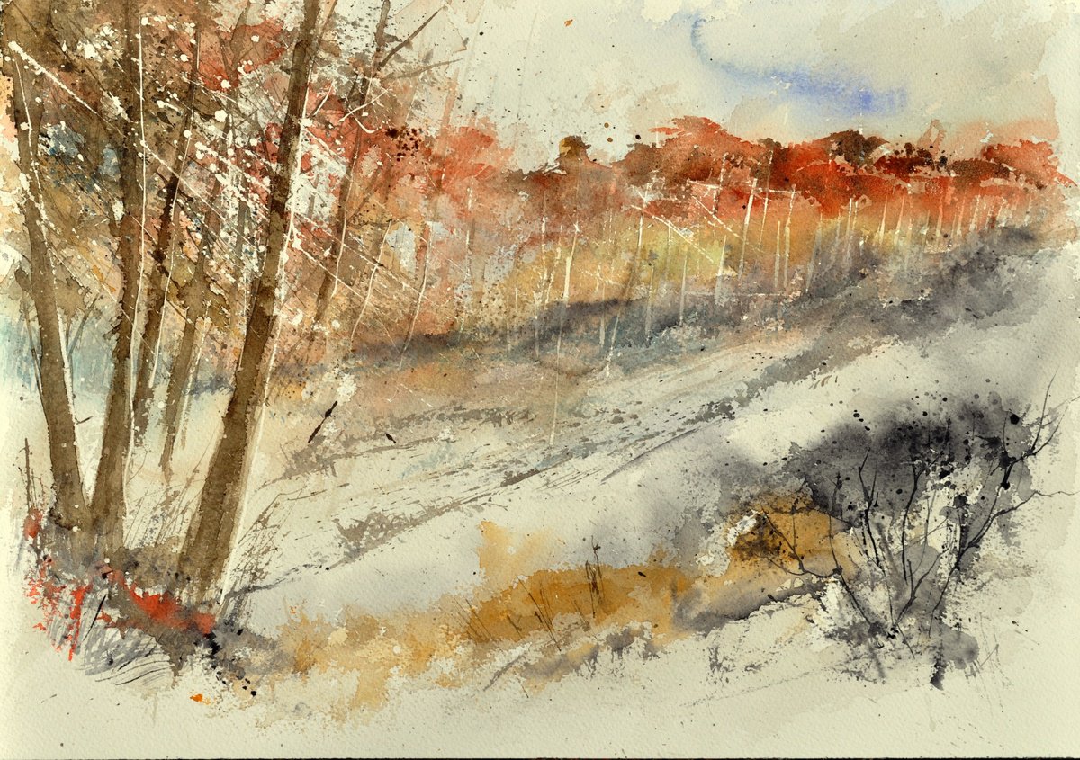 Autumn landscape - watercolor - 2 by Pol Henry Ledent