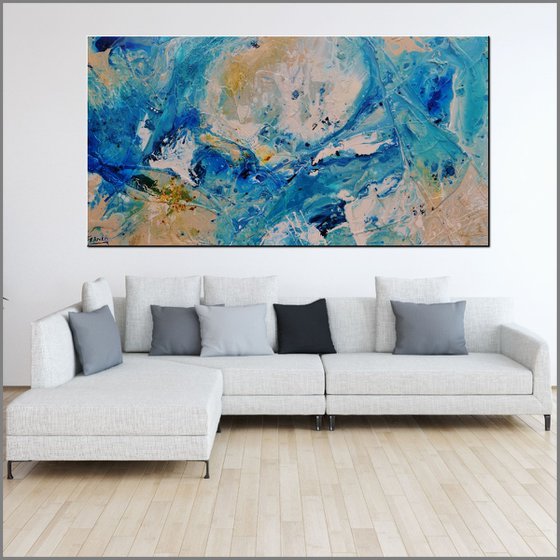 Aquarius 190cm x 100cm Blue Abstract Art