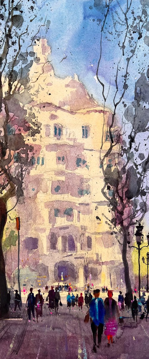 A walk through Barcelona contemplating the creation of Antonio Gaudi La Pedrera by Andrii Kovalyk