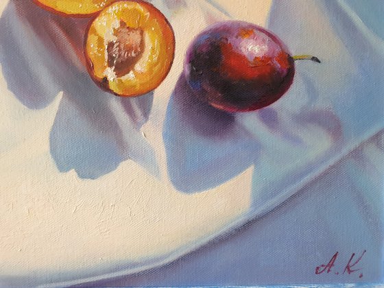 "Honey plums. "  still life summer liGHt original painting  GIFT (2020)