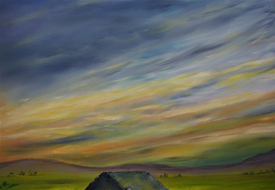 Sunset over the feilds of gwynedd  92cm x 122cm