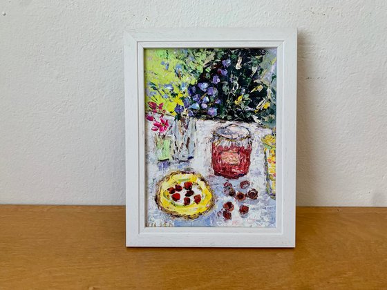 Still life with cherries