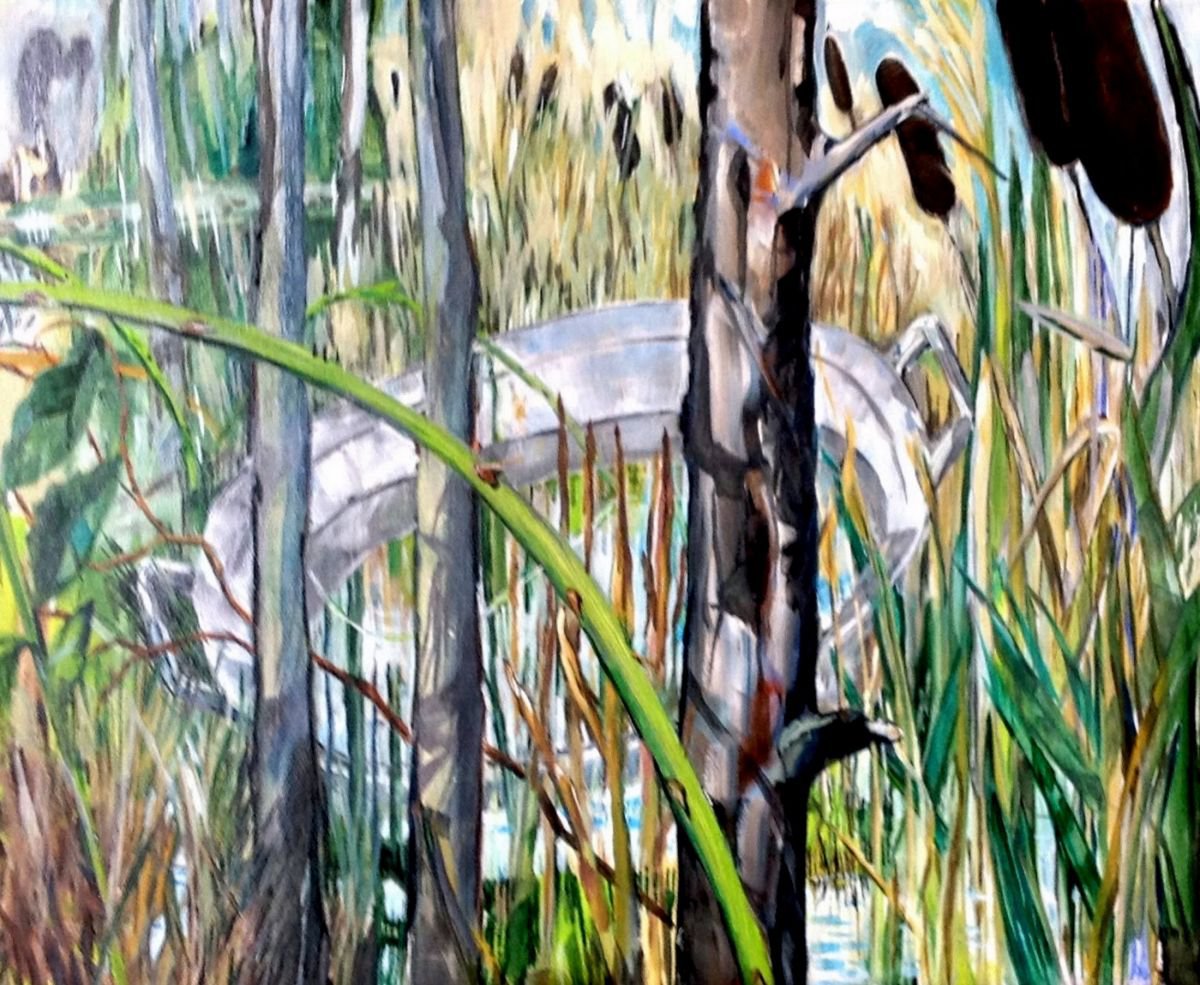 Organic Landscape Oil Painting By Chris Walker, 18 X 15, Zinc Tub, Original Artwork