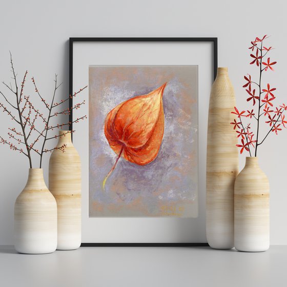 Soft pastel drawing of Physalis