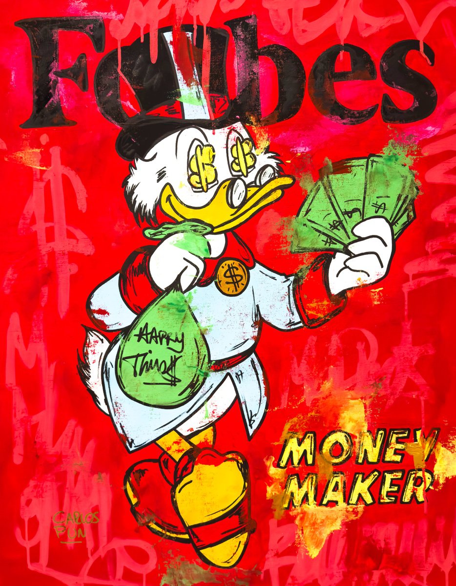 Cartoon Portrait Acrylic Painting By Carlos Pun Art, 28 X 35, Happy Times Balthazar Picsou, Original Artwork