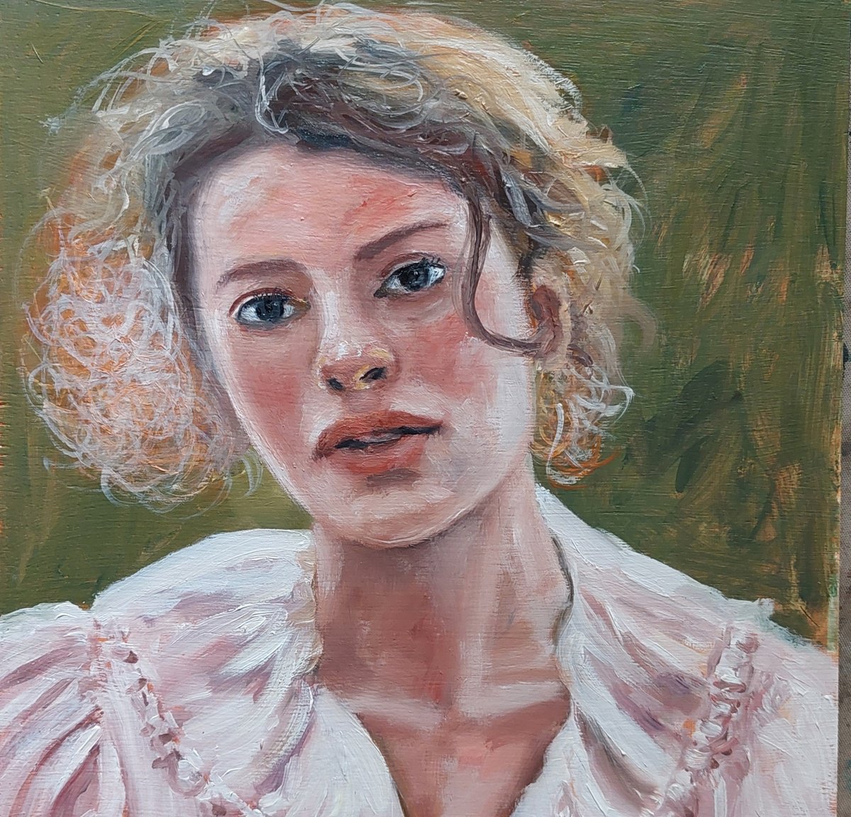 Impressionistic Portrait Oil Painting By Els Driesen, 10 X 10, Suze, Original Artwork