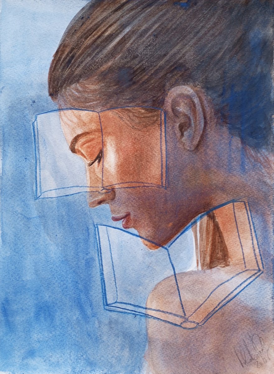 Surrealistic Pastel Drawing , Reader With Transparence By Paolo Beneforti, 9 X 13, Artwork For Sale On Artfinder
