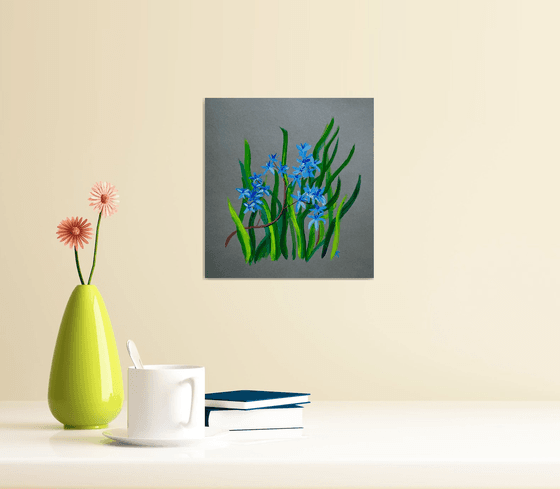 Forget-me-not Gouache Painting, Blue Flowers Original Artwork, Wild Flower Wall Art, Romantic Gift