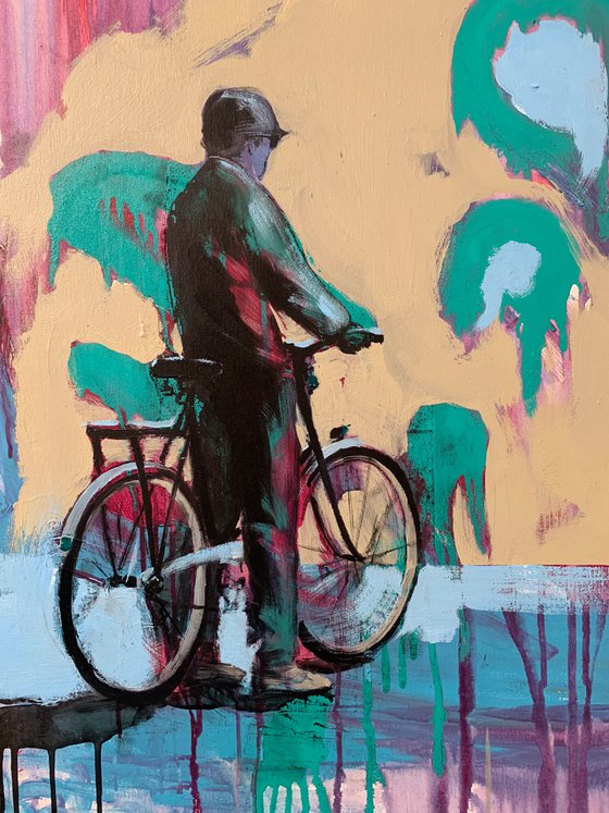 Bright cityscape - "Traffic light" - Pop Art - Street - City - Bike