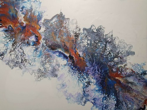 Fluid BLUE Flowers Abstract by Deimante Bruzguliene