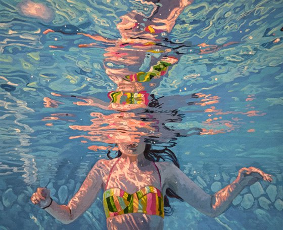 Underneath XXXIV - Miniature swimming painting