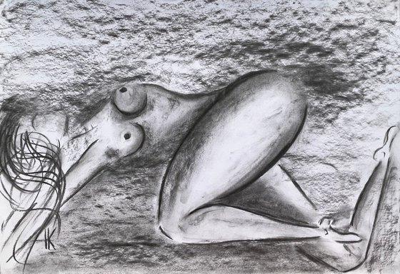 Woman Nude Charcoal Art