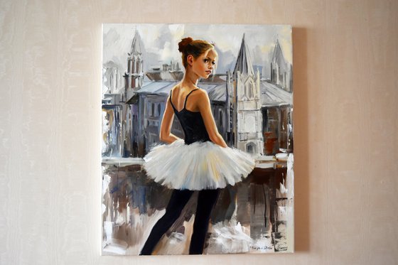 Lovely city of small ballerina