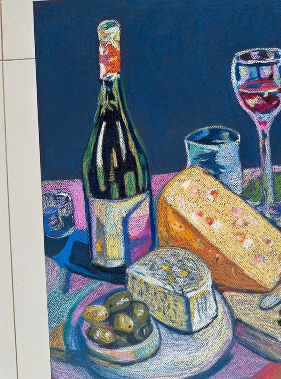 Wine and Cheese Still Life