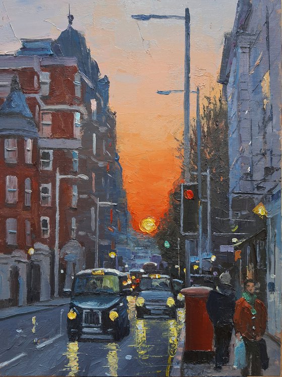 Fulham road sunset, London