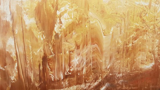 Born again - golden, copper, silver abstract painting