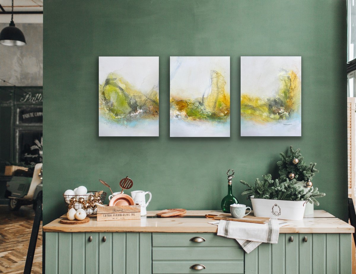 Expressive Landscape Acrylic Painting By Kirsten Schankweiler, 35 X 16", Whispers Of The Wild No. 15, Original Artwork