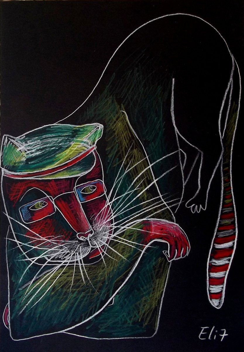 Expressive Animal Pencil Drawing By Elisheva Nesis, 9 X 13, On Duty, Original Artwork