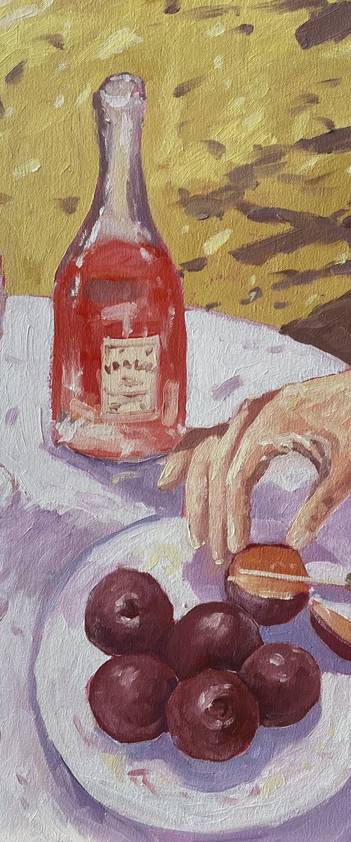 Summer Table with Fruit and Rose by Volodymyr Smoliak