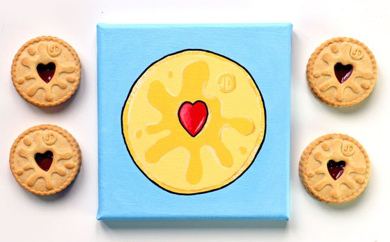 Jammy Dodger Biscuit Pop Art Painting on Miniature Canvas