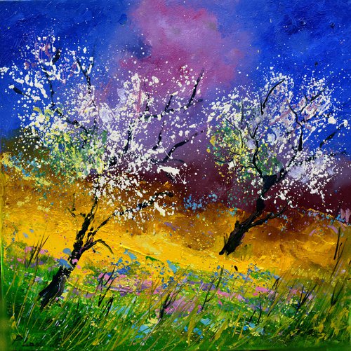 Two appletrees in spring by Pol Henry Ledent