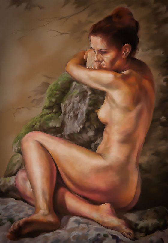 naked on a rock