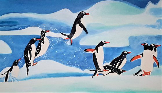 Penguins / 100 X 57 cm