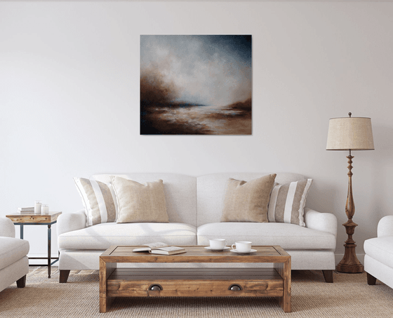 Enlightenment 88X78 - ORIGINAL OIL PAINTING, PALETTE KNIFE, LANDSCAPE, ABSTRACT ACRYLIC LANDSCAPE, ATMOSPHERIC LANDSCAPE (2020)