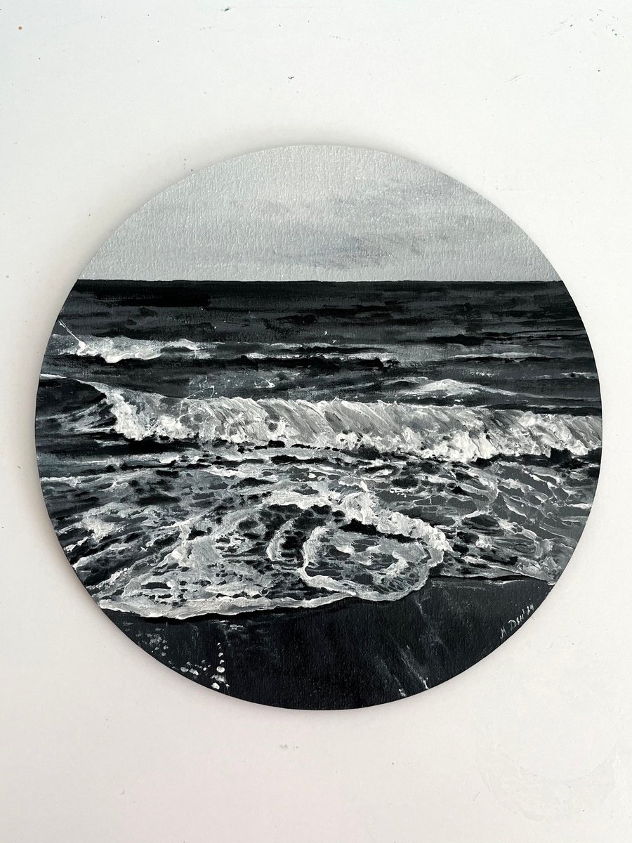Photorealistic Oil Painting , Monochrome Sea By Myroslava Denysyuk, 8 X 8, Artwork For Sale On Artfinder