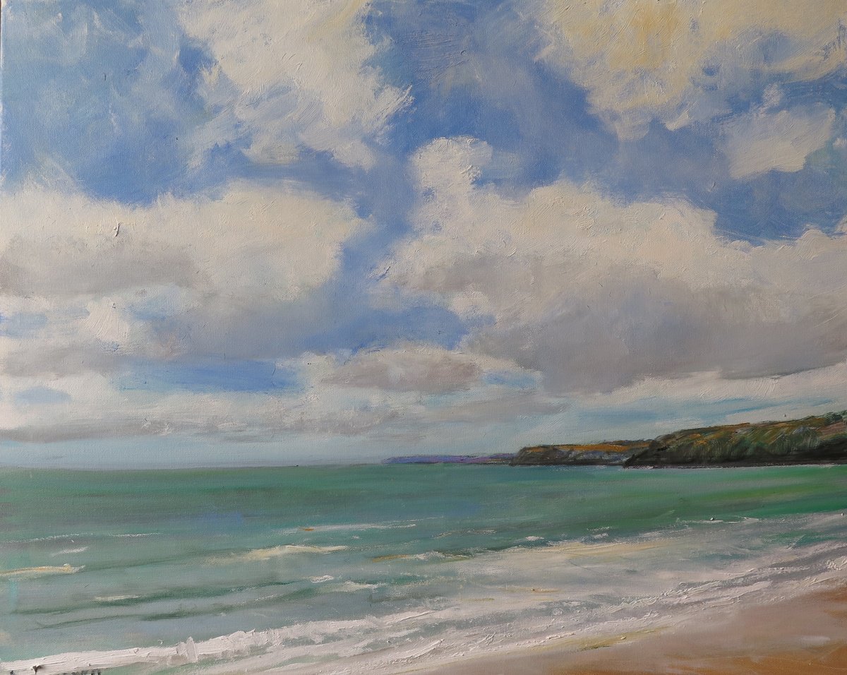 Impressionistic Landscape Oil Painting By Malcolm Ludvigsen, 30 X 24", Scarborough, Aug 8, Original Artwork