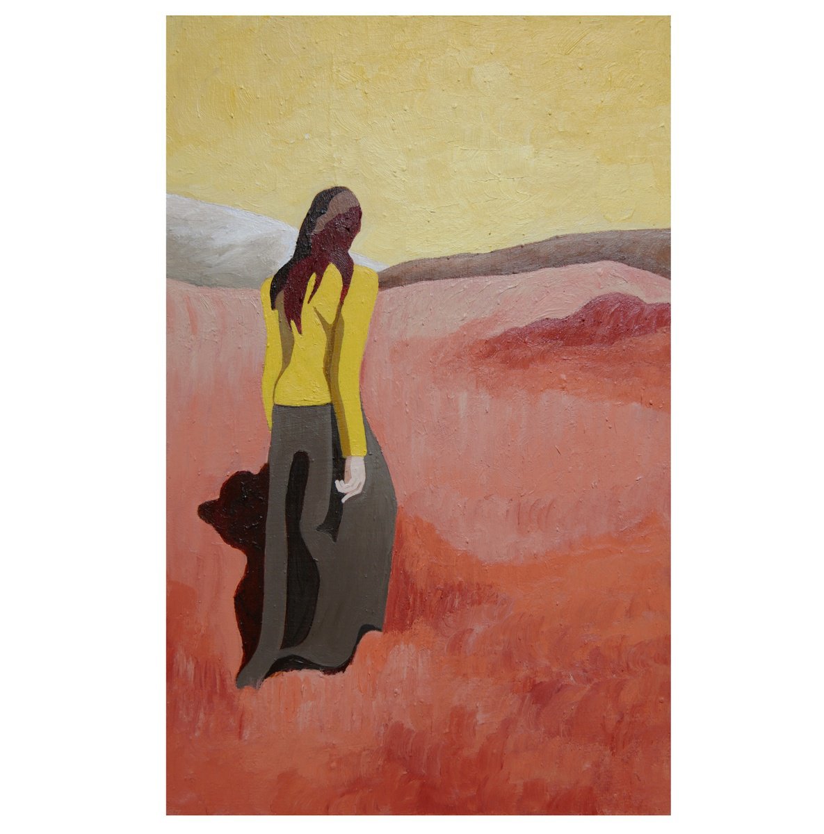 Expressive Landscape Acrylic Painting By Young Park, 8 X 13", Nightwalker, Original Artwork