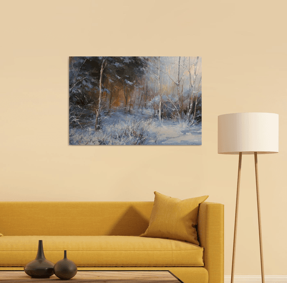 "Winter dream", original,one of a kind, oil on canvas painting (24x36x1,5")