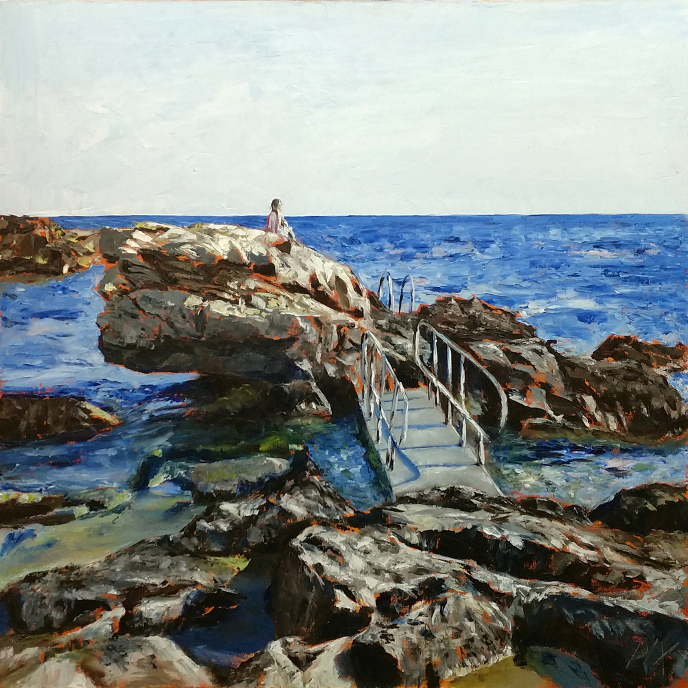 Pure Joy Large Seascape Painting With Girl Sit Artfinder