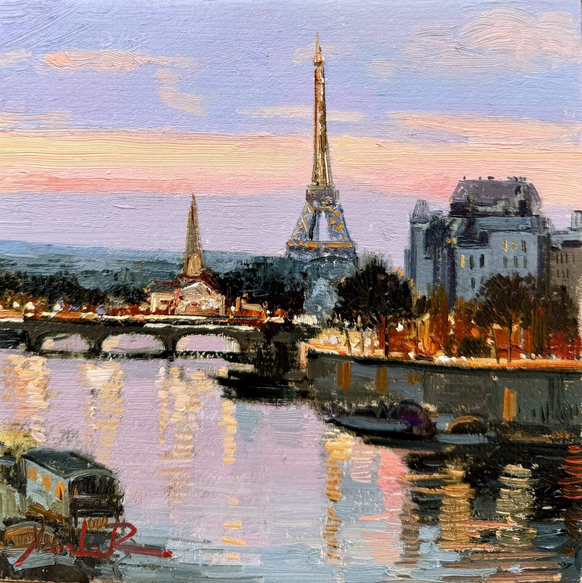 Paris Sunset By Khanlar Asadullayev, 7 X 7, Artwork For Sale On Artfinder