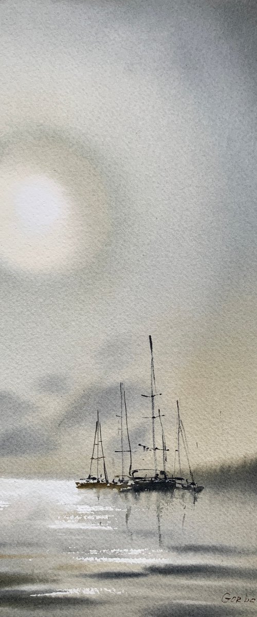 Yachts at anchor #3 by Eugenia Gorbacheva