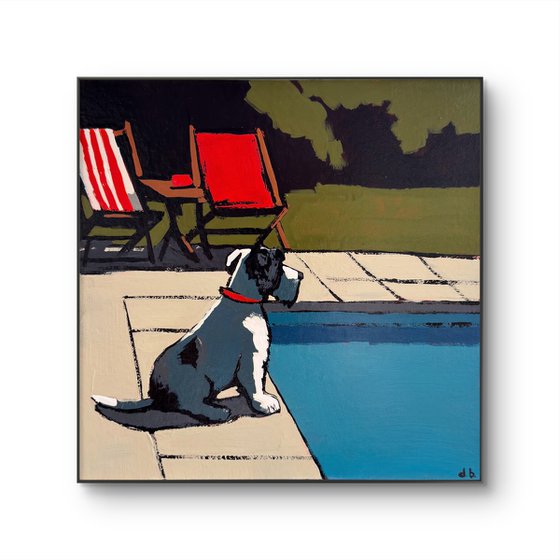 By Pool - Original Artwork 8x8in